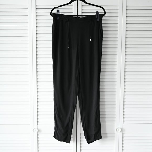 Eileen Fisher Small Black Drawstring Silk Pants | Size Small - Picture 1 of 7
